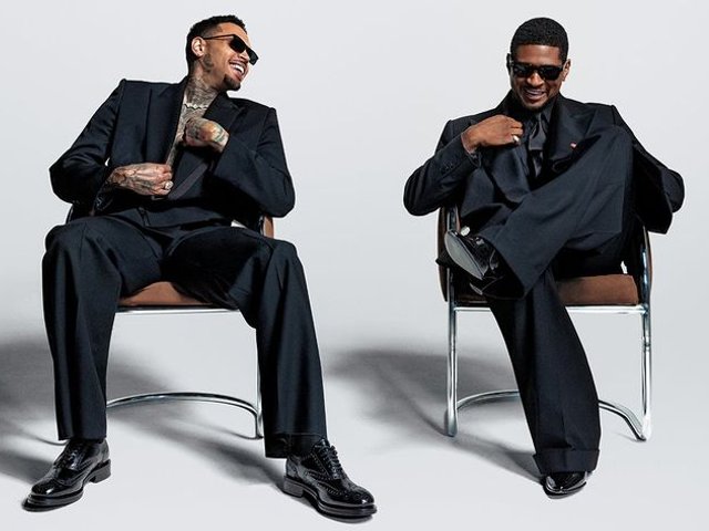 Usher and Chris Brown at Allegiant Stadium