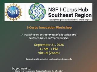 I-Corps Sptember 2026 Innovation Workshop