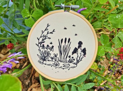 Embroidery with Candle with Hare