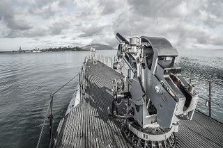 Battleships of WWII at Pearl Harbor Departing from Waikiki
