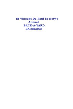 St Vincent de Paul Society's Annual Back-A-Yard Barbeque