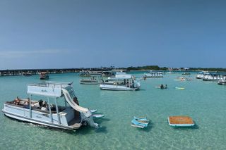 Shared Small Group Slide Pontoon Crab Island Experience