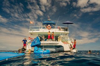 Deluxe Snorkel & Dolphin Watch Aboard a Luxury Catamaran from Kailua-Kona
