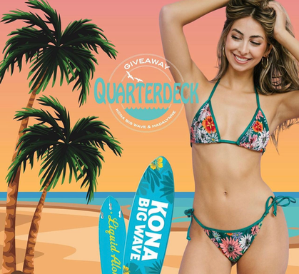 Quarterdeck Restaurants Giveaway: Win a Surfboard from Kona Big Wave and Bikini from Madalynne Intimates
