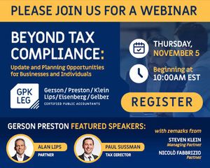 “Beyond Tax Compliance: Update and Planning Opportunities for Businesses and Individuals” Webinar