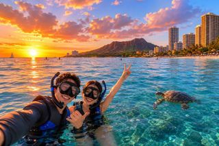 [Free Pick-Up] Sunset & Wine Waikiki Turtle Canyon Snorkeling
