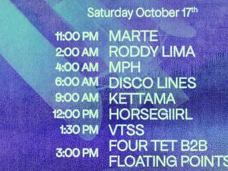 Satellite: Disco Lines, Four Tet B2B Floating Points B2B Daphni, horsegiirL, Kettama + MORE