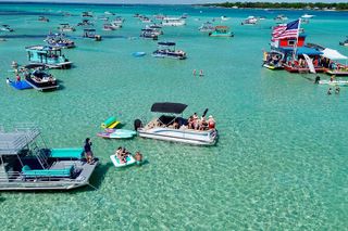 Private Crab Island Pontoon Charter with Inflatables
